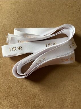Dior White Ribbon with Gold DIOR Print